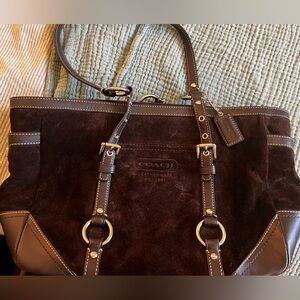 Chocolate brown suede Coach purse